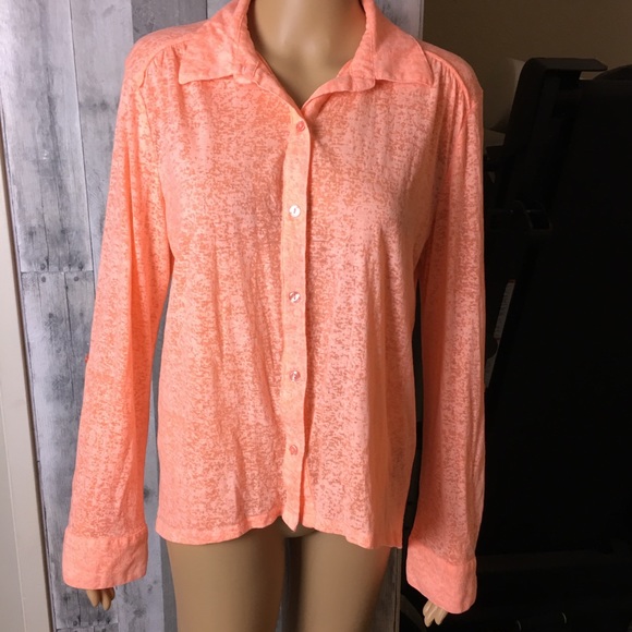 Eyeshadow Orange Sherbet Button Up Blouse - Picture 1 of 5